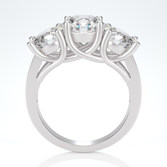 3.5tcw 3 Stone D, VVS1 Moissanite Ring - Picture 3 of 16